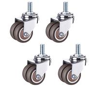 LFONDIGE 1.5/2 in Swivel Caster wheels PU 360 Degree Set of 4 Heavy Duty Casters Swivel Plate Castors Wheel with Brake, M12 x 25mm, Load Capacity-360 lbs