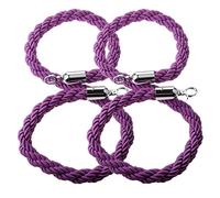LFONDIGE 2 Pack Braided Hemp Rope with Hooks, 100-300Cm Crowd Control Rope for Hotels, Celebration, Movie Theaters, Bank, Stanchion Post Queue Line Barrier/Purple/110Cm/3.6Ft