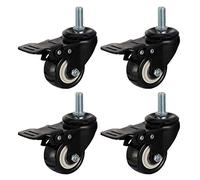 LFONDIGE 2in Heavy Duty Swivel Caster Wheels 360 Degree Set of 4 Workbench Caster kit 330LBS Capacity Lockable Bearing Caster Wheels with Brake for Furniture M8/M10/M12