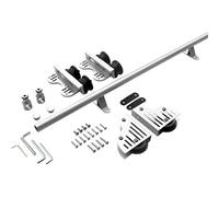 LFONDIGE 3.3FT - 20FT Silver Round Tube Track Sliding Ladder Hardware Kit (No Ladder), Rolling Ladders for Loft Bookshelf Warehouse Wine Cooler, Tensible Rollers System(10ft/300cm Track kit)