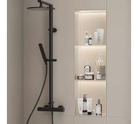 LFONDIGE 3-Tier Stainless Steel Shower Niche with LED Light, Niche for Shower Wall, Recessed Shelf No Tile Needed for Bathroom Storage, White