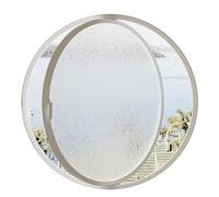 LFONDIGE 360° Round Rotating Window, 23.6-39.4 Inch Aluminum Frame Tempered Glass Casement Window with Handle, 1.2 Inch Depth(White,90 cm/35.4 in)