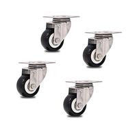 LFONDIGE 4x Rubber Swivel Caster,1.5/2 In Small Furniture Casters With Brake, Heavy Duty Transport Caster, Stainless Steel Bracket, For Shopping Carts, Hand Trolley, Cabinets,black