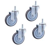 LFONDIGE 4x Swivel Castors With Brake, Furniture Transport Casters, Heavy Duty Trolley Wheels, M12 Threaded Bar, Locking Rubber Casters With 360 Degree, 880 Lbs Capacity