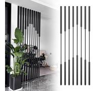 LFONDIGE 5/8/10pcs Metal Slats Room Divider, Ceiling To Floor Partition Post, Metal Slats Separator Column, Black Modern Privacy Screen Wall Partition Paravent(5pcs,300cm/118.11in/9.84ft)