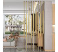 LFONDIGE 5/8/10pcs Room Divider Post, Privacy Protective Screens, Metal Partition Privacy Separator for Living Room Bedroom Office, Gold Iron Slats Paravent(8pcs-A,255cm/100in/8.37ft)