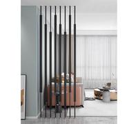 LFONDIGE 7 Pieces Iron Privacy Partition Post, Wall Floor To Ceiling Space Decor Divider Column, Modern Room Devider Post Restaurant Office Home Room Separator, Metal Slats(7pcs-C,185cm/73in/6.07ft)