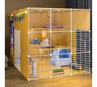 LFONDIGE Cat Playpen, Large Cat Cage Enclosure Indoor Diy Chinchilla Cage, Detachable Metal Wire Small Animal Cage with Closed Cat Litter Box for Pet Puppies Ferret Rabbit Hedgehog Guinea Pig(105*135*