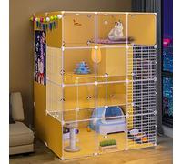 LFONDIGE Cat Playpen, Large Cat Cage Enclosure Indoor Diy Chinchilla Cage, Detachable Metal Wire Small Animal Cage with Closed Cat Litter Box for Pet Puppies Ferret Rabbit Hedgehog Guinea Pig(105*90*1