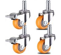 LFONDIGE Chair caster,Office Chair Wheels,Set of 4 Swivel Stem Caster,PC Material Castors Furniture Wheel,Threaded Rod Installation,Yellow,Wear-Resistant,120kg Capacity(Brake+universal,2in)