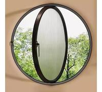 LFONDIGE Flush Mount Round Shed Window, 360° Rotatable Porthole Window with Handles, Bathroom Kitchen Rotating Ventilated Tempered Glass Windows,Black 1,30cm/11.8in