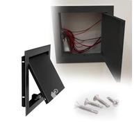 LFONDIGE Metal Attic Access Door for Wires, Spring Loaded Access Panel Cover Wall Ceiling Mount, Recessed Inspection Hatch for Plumbing, Cables, HVAC(Black,4x6in(10.2x15.2cm))