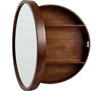 LFONDIGE Mirrored Bathroom Cabinets Open Door Medicine Cabinet Wall Mounted, Wooden Round Bathroom Mirror Cabinet, Storage Shelves/bathroom Furniture