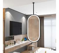 LFONDIGE Modern Ceiling Hanging Rod Mirror, With Hanging Rod (customizable) Bathroom Vanity Makeup Mirror, Large Oval Simple Decorative Ceiling-Mounted(50cmx70cm)