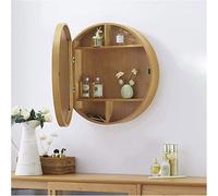 LFONDIGE Modern Wall Mounted Bathroom Cabinet with Mirror, Round Suspended Medicine Cabinet for Living Room Kitchen Bedroom,Yellow,50cm