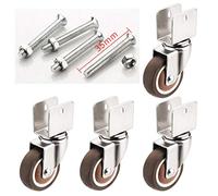 LFONDIGE Rubber Swivel Caster Wheel,Furniture Castor Wheel with U-Shaped Bracket,for Baby Bed,Flower Stand,Double Bearing,78kg Load Capacity,M5 Threaded Stem Bolt,Set of 4,Mute(Swivel16mm)