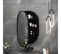 LFONDIGE With LED LightsVanity Mirrors Mirror Cabinet Oval Bathroom Storage Cabinet Wall Mounted Wooden Bathroom Medicine Cabinets