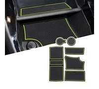 LFOTPP Compatible With Peugeot 208 e-208 Car Non-Slip Rubber Mats (For Right Hand Drive), Car Door Slot Mat, Cup Holder Mat Armrest Center Consoles Interior Decoration 6pcs (Green)