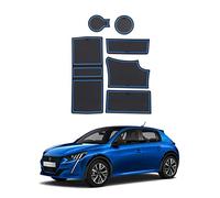 LFOTPP Compatible With Peugeot 208 e-208 Car Non-Slip Rubber Mats (For Right Hand Drive), Car Door Slot Mat, Cup Holder Mat Armrest Center Consoles Interior Decoration 6pcs (Blue)