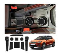 LFOTPP Compatible with Seat Arona FR SUV 2017+ Non-Slip Rubber Mats for Centre Console, Armrest Storage, Cup Holder, Door Slot, Car Interior Accessories Mat, Pack of 9 (White)