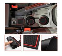LFOTPP Compatible with Seat Ibiza Tipo 6F Car Rubber Mats, Door Slot and Armrest Drink Holder, Centre Console Non-Slip Mat, Auto Accessories, 9pcs/Pack (Red)