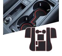 LFOTPP Compatible with V W Golf 7 7.5 MK7 2016-2019 (RHD) Non-Slip Rubber Mats for Centre Console, Armrest Storage, Cup Holder, Door Slot, Car Interior Accessories Mat, Pack of 9 (Red)