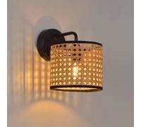 Lfoute Bamboo Wall Light Indoor E27 Wall Lamp Rattan Lampshade Vintage Wall Lighting For Bedroom Living Room Dining Room Restaurant Hallway Staircase Interior Lighting