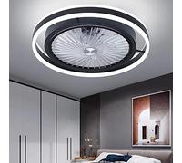 Lfoute Ceiling Fan with Lighting LED Fan Ceiling Light Dimmable Ceiling Lamp with Remote Control Modern Ultra Quiet Fan Light for Living Room Bedroom Children's Room Dining Room Pendant Light,Black