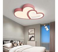 Lfoute Heart Ceiling Light LED Modern Chandelier Dimmable Children's Room Lamp with Remote Control Boys Girls Bedroom Dining Room Living Room Ceiling Lighting Acrylic Lampshade Pink,A