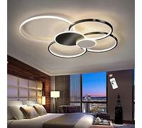 Lfoute LED Ceiling Light Modern Living Room Ceiling Lamp Circle Ceiling Light Dimmable with Remote Control Acrylic Lampshade Dining Room Chandelier Bedroom Restaurant Office Lighting,Black,100cm
