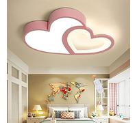 Lfoute Modern Romantic Cartoon Heart Ceiling Light LED 55cm×38cm×6cm Pink Iron Aluminum Acrylic Dimmable Remote Control Kids Room