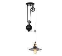 Lfoute Pendant Light Vintage Black Chandelier Metal Pulley E27 Hanging Lamp Retro Industrial Style Restaurant Gallery Cafe Bar Dining Room Living Room Kitchen Loft Ceiling Light (Color : 1 PC)