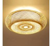 Lfoute Retro Bamboo Pendant Lamp E27 Ceiling Lamp Natural Rattan Hanging Lamp Vintage Woven Lampshade Wood Pendant Light for Dining Room Bedroom Restaurant Tea Room Cafe Ceiling Lighting,A,80cm