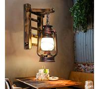 Lfoute Retro Wooden Wall Lamp E27 Antique Industrial Wall Light Creative Hemp Rope Light Rustic Glass Shade Living Room Dining Room Indoor Lighting Restaurant Bar Cafe Corridor Loft Decorative Lamps,b