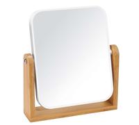 LFOYOU Vanity Makeup Mirror with Natural Bamboo Stand, Double Sided 360 Degree Swivel Magnifying Mirror, Tabletop Magnified Make up Mirror for Bathroom or Bedroom 8 Inch