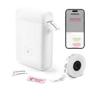 LFPERT Label Maker Machine with Tape - HP2 Portable Bluetooth Label Printer for Storage, Office, Home, Mini Smart Phone Handheld Sticker Printer with Multiple Templates Font Icon (White)