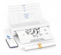 LFPERT Portable Thermal Printer A4, Wireless Bluetooth Inkless Printer, 200+ Pages Per Charge, A4/A5/B5 Supported, Compatible iOS Android Laptop, Home Office Travel School Car, 1 Thermal Roll