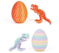 LFRNZS 2PCS 3D Printed Dragon with Articulated Bones,3D Printed Dragon Eggs with Dragon Inside, Executive Desk Toy, Home Decor, GIF (Orange+Rainbow)