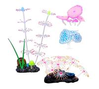 LfrXtra 4Pcs Corals Waterplant Fishtanks Ornament Natural Lookings Coralreef Fluorescence Color Decoration For Aquariums Landscapes