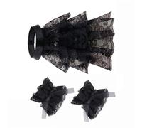 LfrXtra Clothing Accessories,Victorian Ruffle Tiered Lace Jabot Neck Collar and Cuffs Set Renaissances Colonial Costume False Collar for Halloween