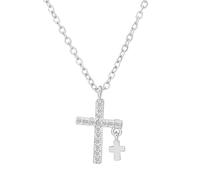 LfrXtra Home,Elegant Cubic Zirconia Crucifix Pendant Necklace Metal Steel Neck Chain Jewelry for Daily Wear Giving
