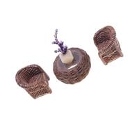 LfrXtra Home,Miniature Resin Wicker Table And Chairs Set Realistic Detail For Dollhouses Accessories Miniature Scene