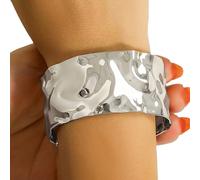 LfrXtra Metal Punk Featuring Geometric V Notch And Hammered Surfaces Textured Metal Bangle For Alternative Fashion
