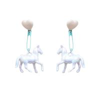 LfrXtra Women's Handmade Jewellery,Heart Shape Paperclip Horse Earrings Long Resin Dangle Earrings Punk Styles Drop Earrings Suitable for Youthful Women