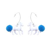 LfrXtra Women's Handmade Jewellery,Heart Shape Paperclip Horse Earrings Long Resin Dangle Earrings Punk Styles Drop Earrings Suitable for Youthful Women