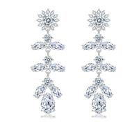 LfrXtra Women's Handmade Jewellery,Long Studs Earrings Pendant Earrings Cubic Zirconia Ear Drops Copper Texture Suitable for Trendy Ladies Present