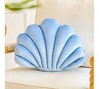 Lfsaaj Dusty Blue Seashell Throw Pillows, Shell Shaped Throw Pillows, 13 Inch Soft Velvet Home Decorative Pillow Plush Cushion for Bed Couch Living Sofa Room Decor Accent Throw Pillow