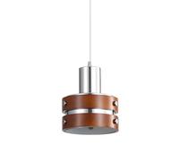 LFsem Bedside Pendant Light Fixture, Vintage E27 Walnut Wood Ceiling Pendant Lamp in Chrome Finish for Kitchen Island, Bedroom, Dining & Living Room Home Decor (1 Pack)