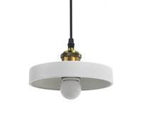 LFsem Ceiling Pendant Light for Kitchen Island & Dining Room,18cm Round Painted Iron Lampsahde with E27 Bronze Lamp Holder, Vintage Living Room Bedroom Lighting Fixture (White)