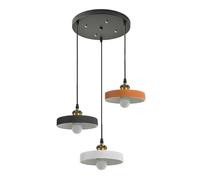 LFsem Ceiling Pendant Light for Kitchen Island & Dining Room,18cm Round Painted Iron Lampsahde with E27 Bronze Lamp Holder, Vintage Living Room Bedroom Lighting Fixture (3-Lights Cluster)